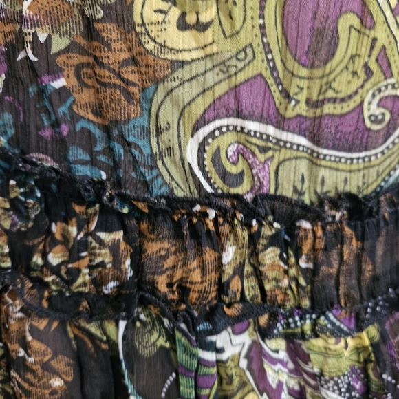 Y2K Paisley Mesh Peasant Top Whimsigoth Sheer XS Coquette Fairy Goth Artsy Boho - Picture 8 of 14